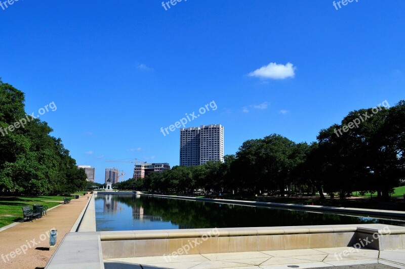 Monumental Pond Houston Texas Herman Park Clouds