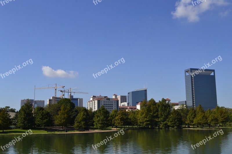 Houston Texas Herman Park Lake Trees Buildings