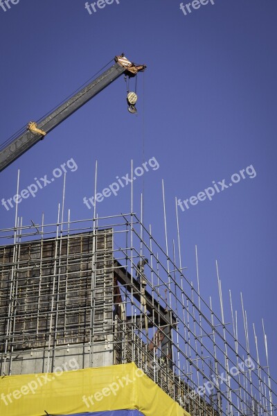 Blue Building Cage Construction Crane