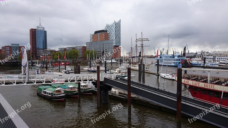 Hamburg Port Overseas Bridge Harbour City Elbe