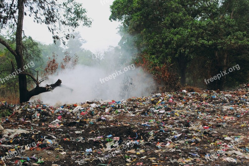 Garbage Stinky Dump Site Woods Smoke