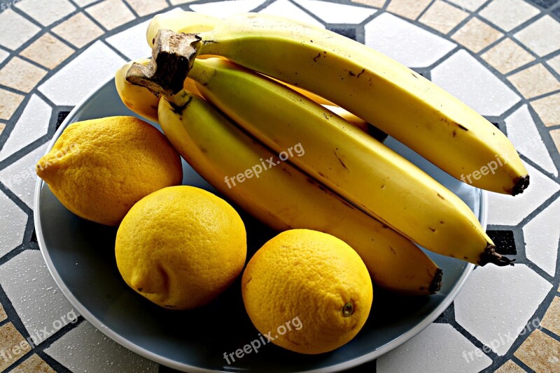 Fresh Fruit Healthy Nutrition Lemons Bananas