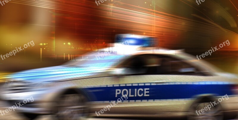 Police Police Car Use Blue Light Signal