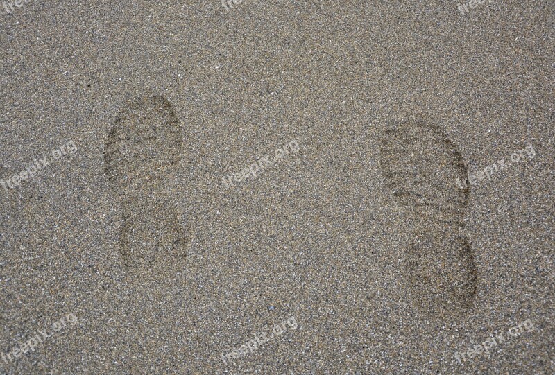 Footprints Feet Beach Sand Beige Wet Sand