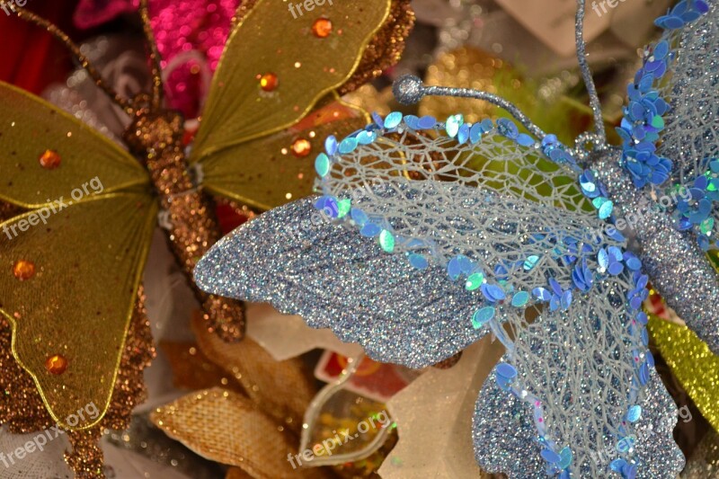 Decorations Christmas Sparkle Blue Gold