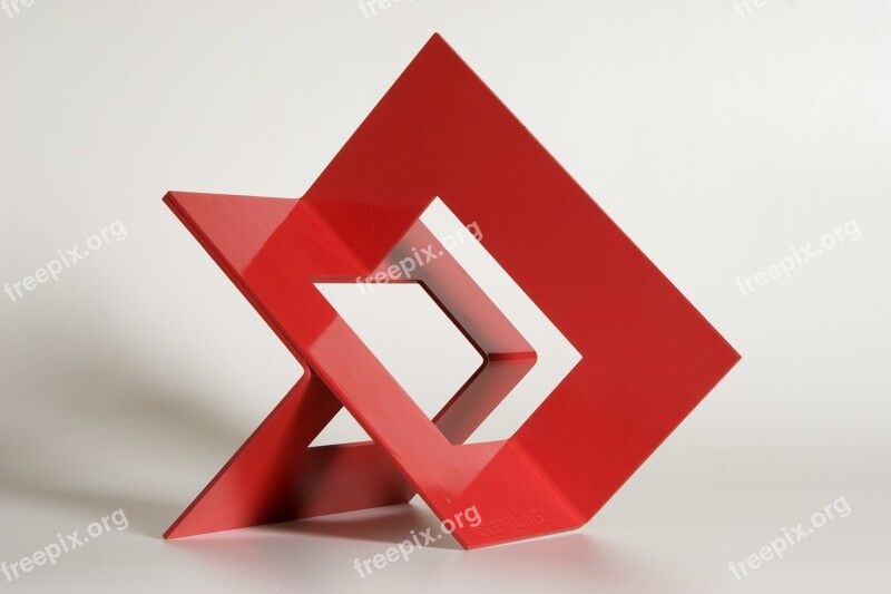 Sculpture Metal Red Geometric Geometric Shapes