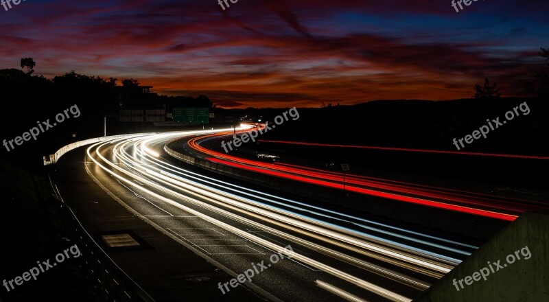 Verkehr Autobahn Lighttrail Longexposure Glühen