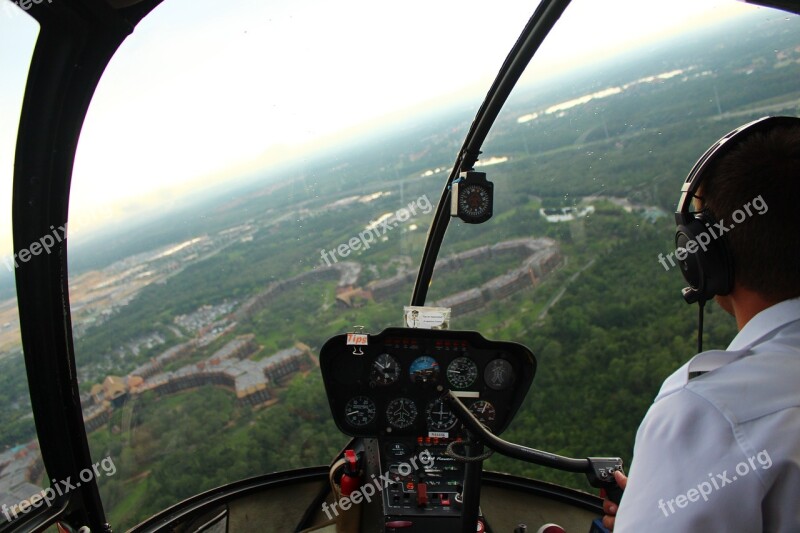 Helicopter Flying Flight Birds Eye Pilot