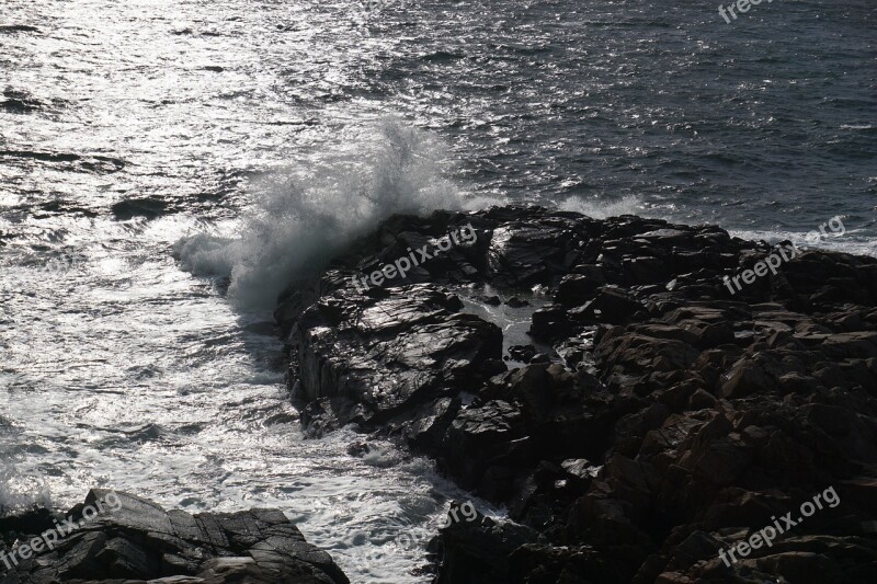 Black And White Sea Landscape Coast Mood