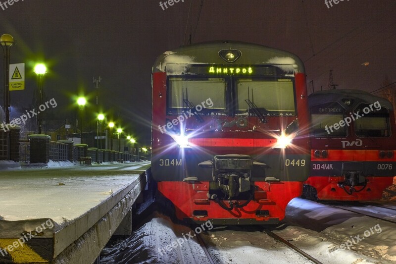 Train Winter Elektrichka Railway Carriage Locomotive