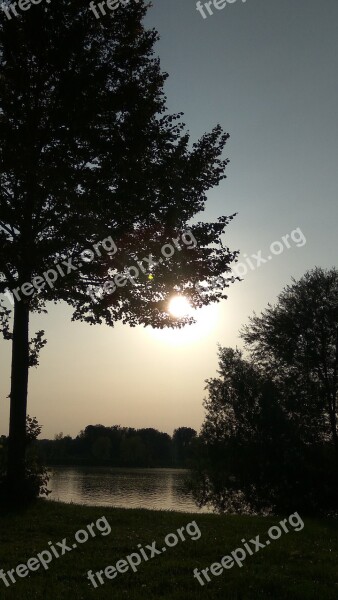 Lake Evening Sunset Landscape Abendstimmung