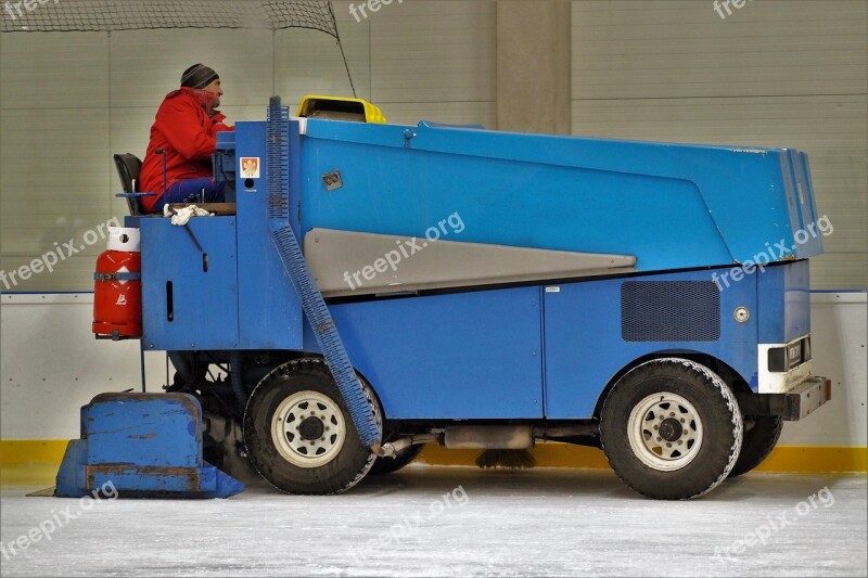 Winter Stadium Cleaning Of The Ice Surface Machine Groomer The Adjustment Of The Ice Surface