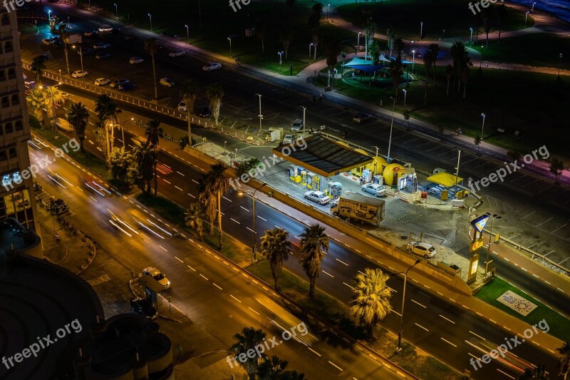 Traffic Motion Streets Streetlights Tel Aviv