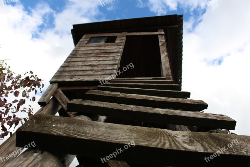 Cottage Ladder An Observation Deck Wood The Sky