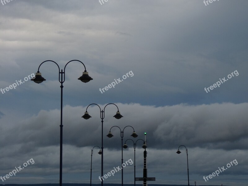 Badacsony Pier Storm Cloudy Lamp Post