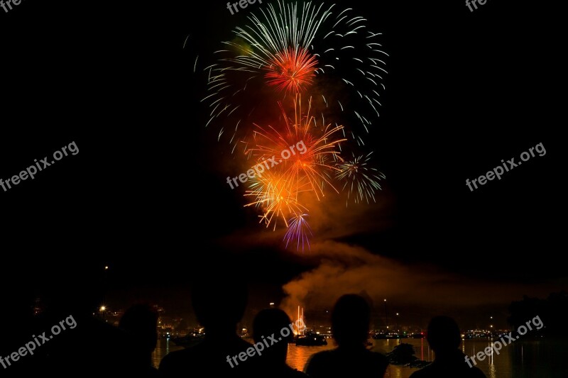 Fireworks Nationalday Switzerland Celebration Colorful