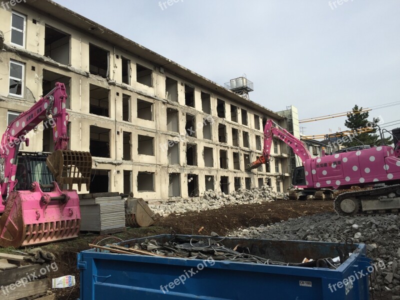 Construction Apartment Destruction Break Bulldozer