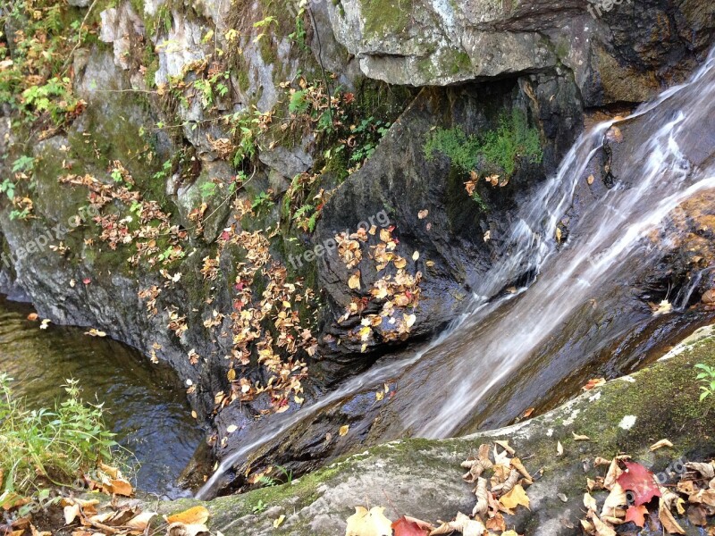 Waterfall Autumn Landscape Rock Forest Nature