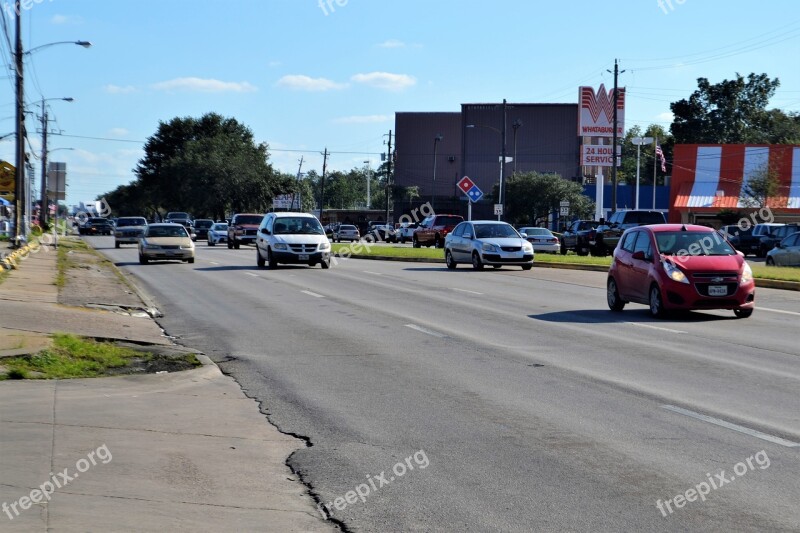 Traffic Incoming Houston Texas Road Cars