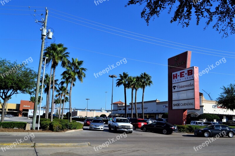 Shopping Mall Houston Texas Blue Sky Trees H