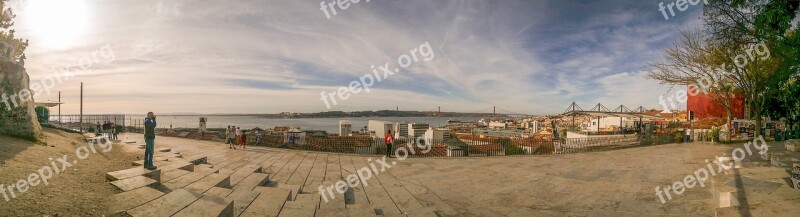 Miradouro De Santa Catarina Lisbon Portugal Tagus River Landscape