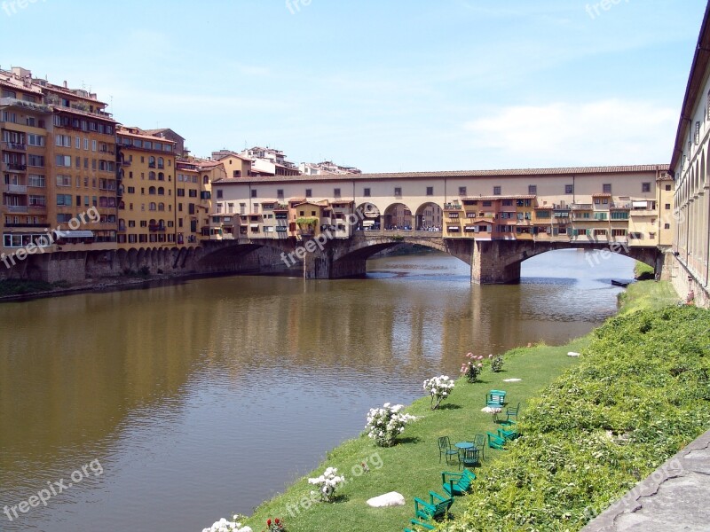 Italy Bridge Ponte Vecchio Channel Historic Center