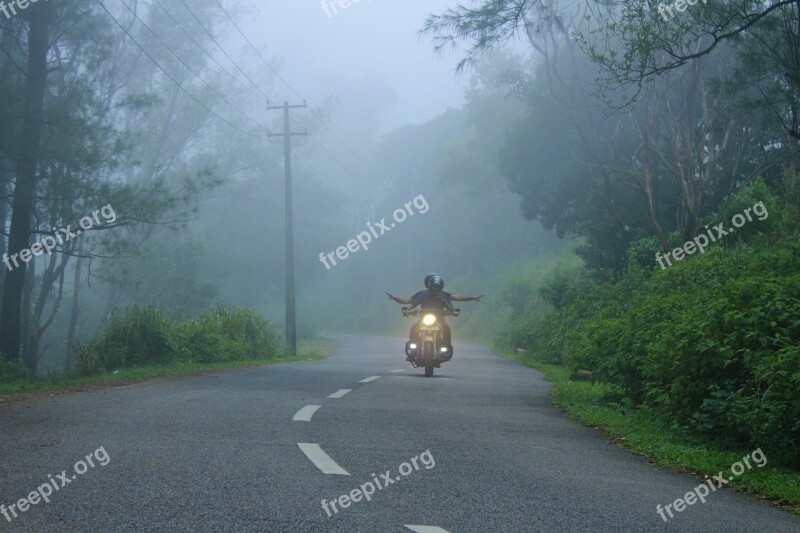 Misty Way Riders Road Mist Fog