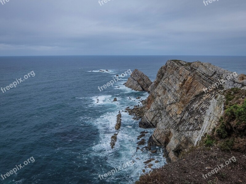 Asturias Ocean Rocks Sea Spain