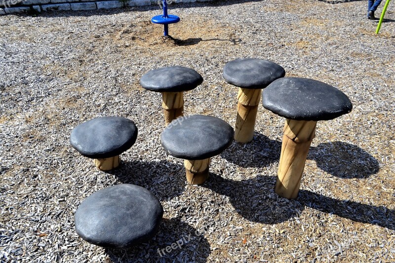 Mushroom Seats Mushrooms Park Children Playground