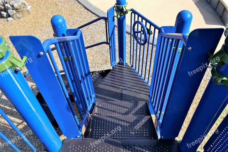 Playground Steps Blue Stairs Metal Steel Playground