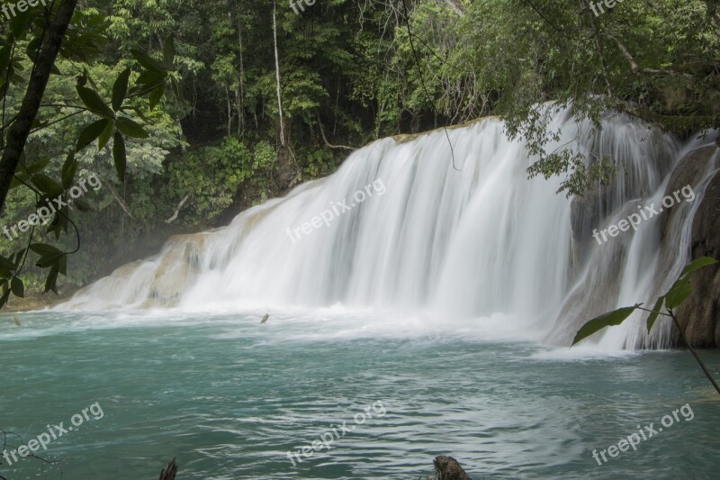 Waterfalls River Current Nature Chiapas-mexico