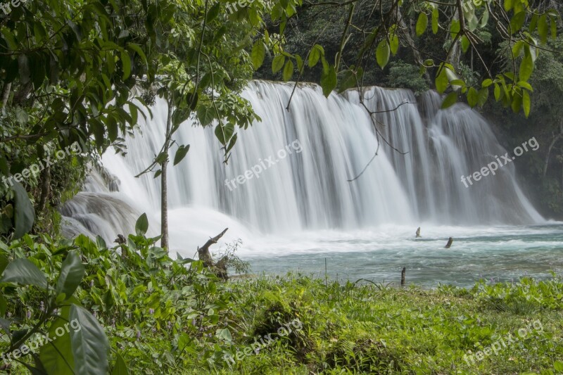 Waterfalls River Current Nature Chiapas-mexico