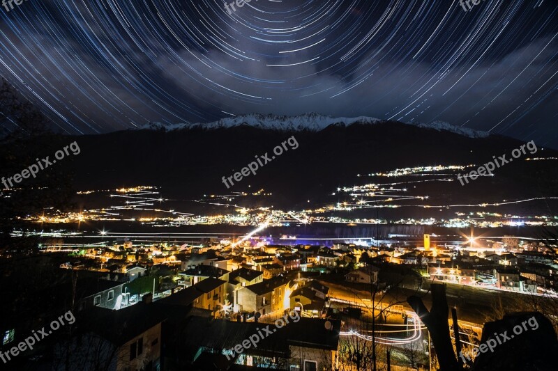 Star Trails Stars Mountains Alps Italy