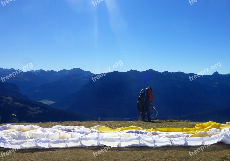 Sport Paragliding Mountains Blue Sky Free Photos