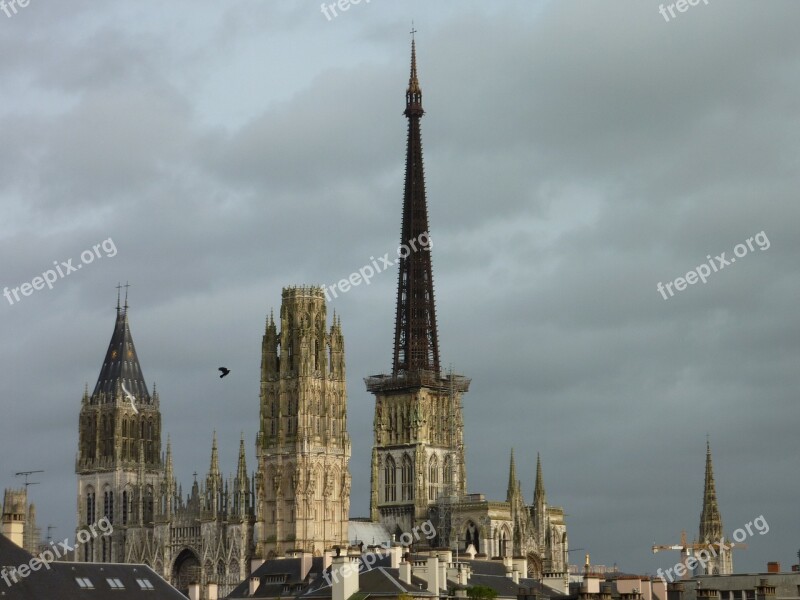 Rouen Cathedral Sky Grey France