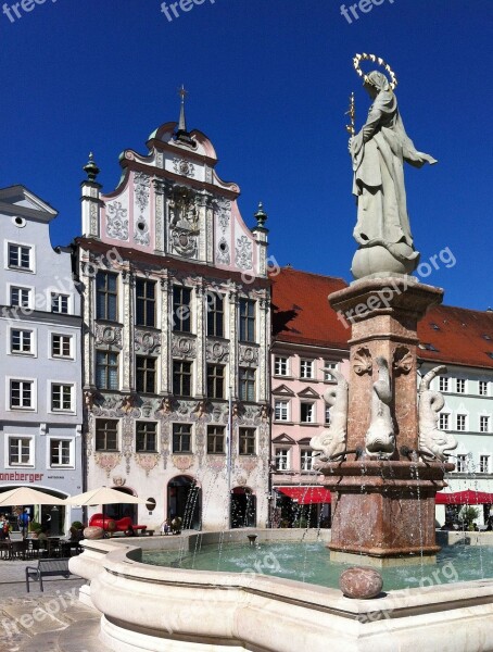 Landsberg Bavaria Lech Fountain Town Hall