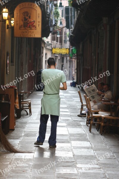 Italy Venezia Street Restaurant Make Phone Calls