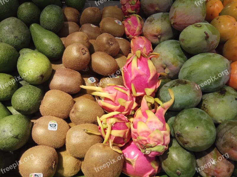 Fruit Market Dragon Fruit Food Ripe