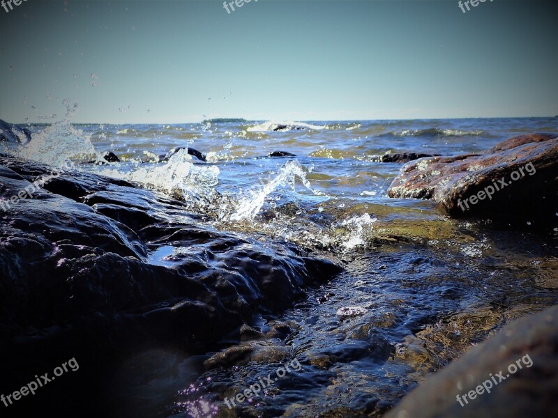 Rock Seaside Surf Water Crackling