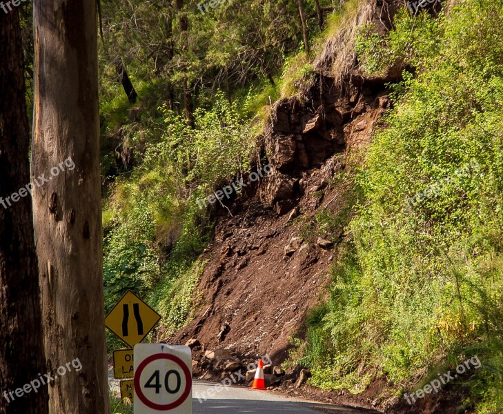 Landslide Landslip Erosion Road Steep