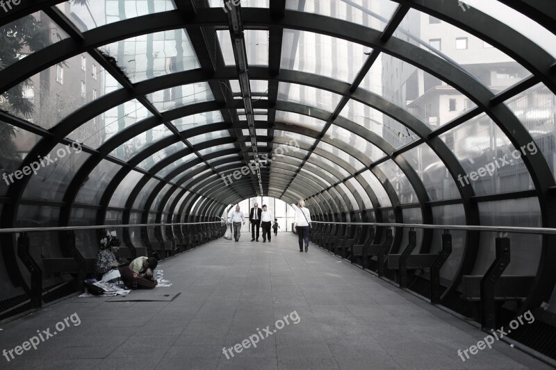 Ankara Bridge Deserted Black And White Glass