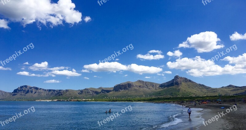 Mallorca Bay Of Alcudia Mont Farrutx Coast Beach