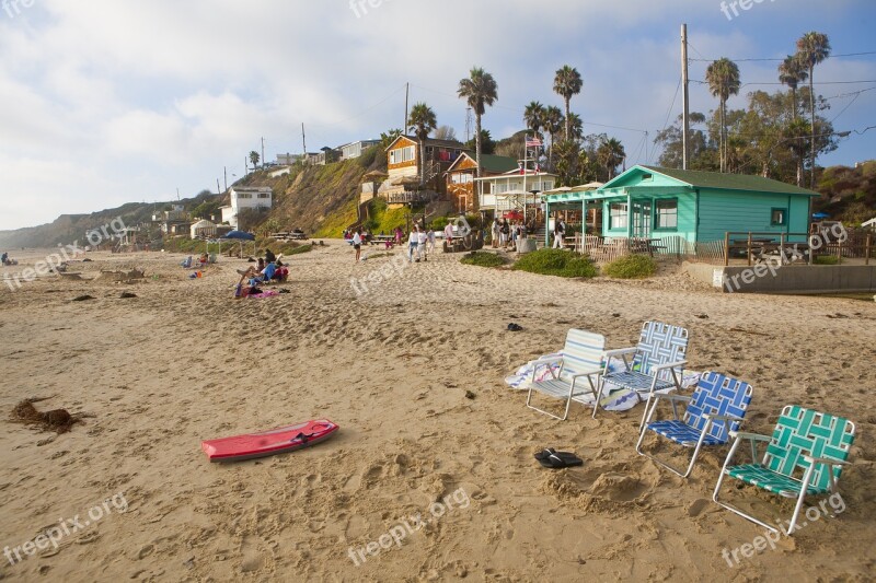 Beach Empty Beach Chairs No People Sand