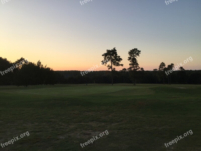 Golf Course Evening Sun Fairway Free Photos