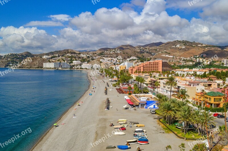 Almunecar Spain Beach Sea Mediterranean Sea