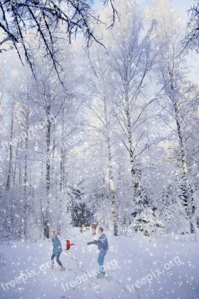 Family Winter Greeting Card Fun Child