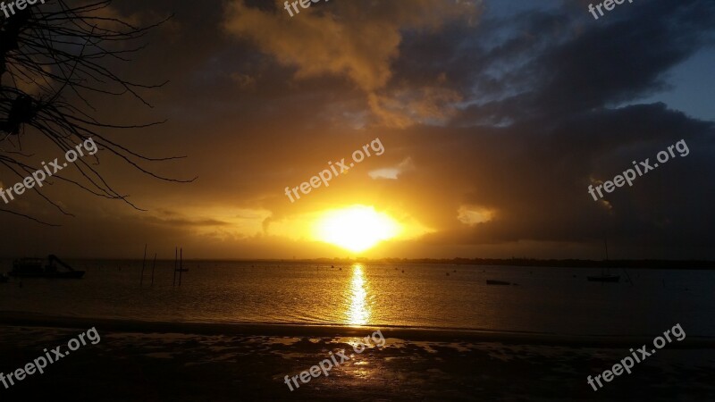 Sunset Basin Of Arcachon Orange Free Photos