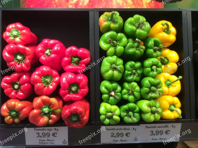 Peppers Red Green Yellow Vegetables