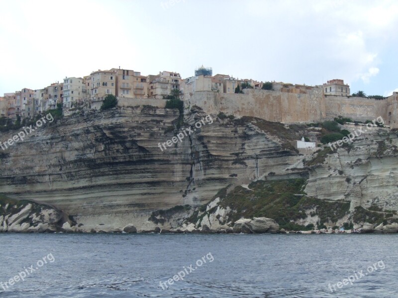 Corsican Bonifacio Cliffs Mediterranean Landscape