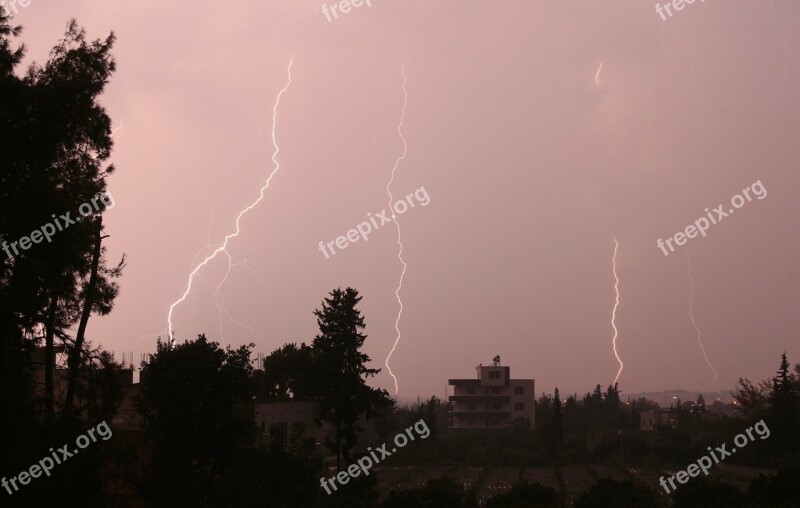 Lightning Night Thunder Light Rain